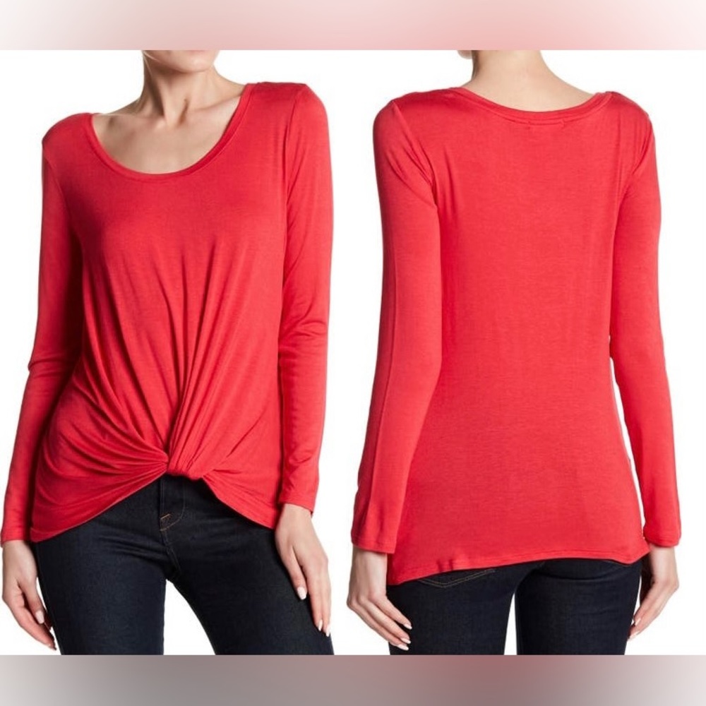 Socialite Knot Twist Front Long Sleeve Shirt
